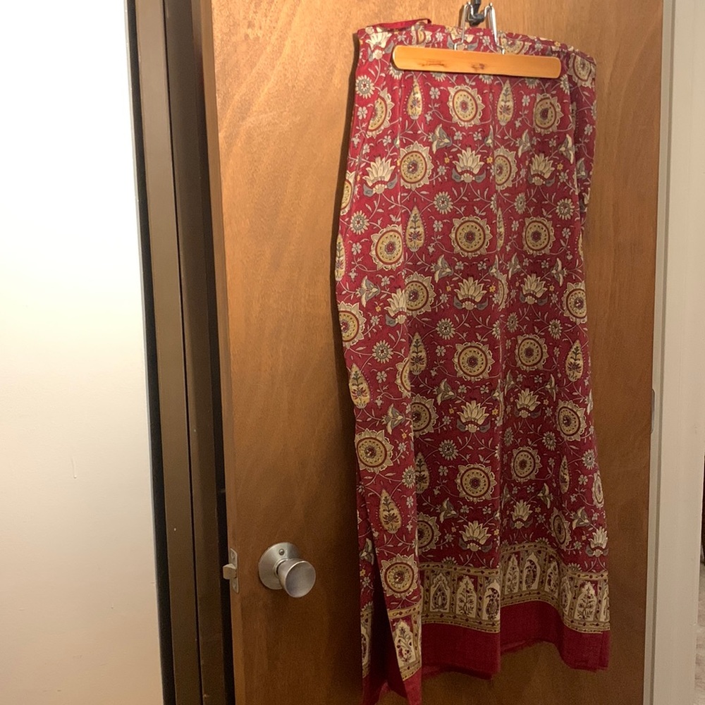 Charter Club Womens Burgundy Silk Maxi Skirt Size 14